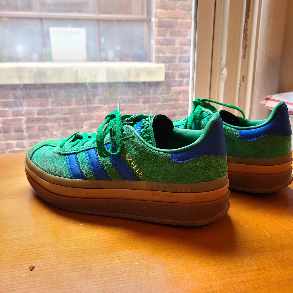 Adidas Gazelle Green with Blue Stripes
